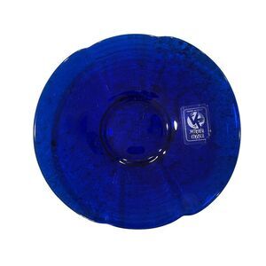 VTG Vetreria Etrusca Italy Ribbed Hand Blown Art Glass Cobalt 7 Inch Blue Bowl